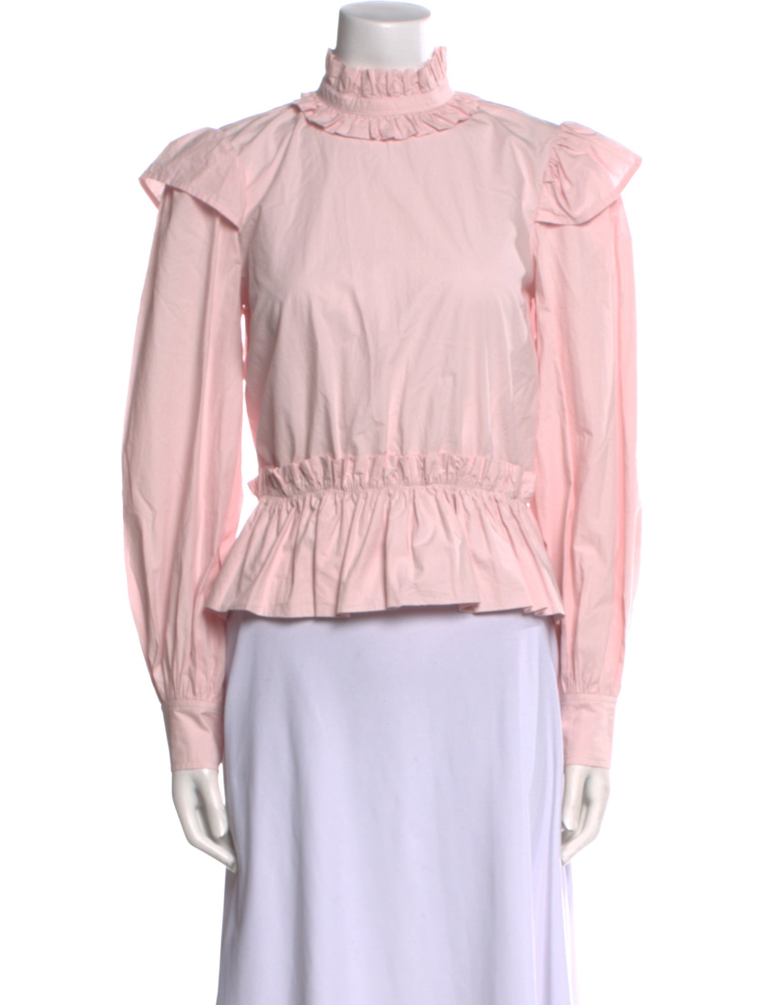 Ganni Mock Neck Long Sleeve Blouse