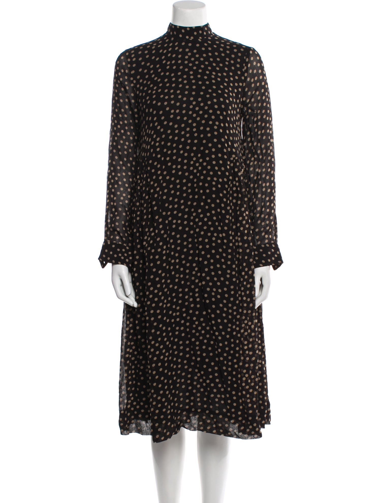 Ganni Polka Dot Print Pleated Accents Dress Set