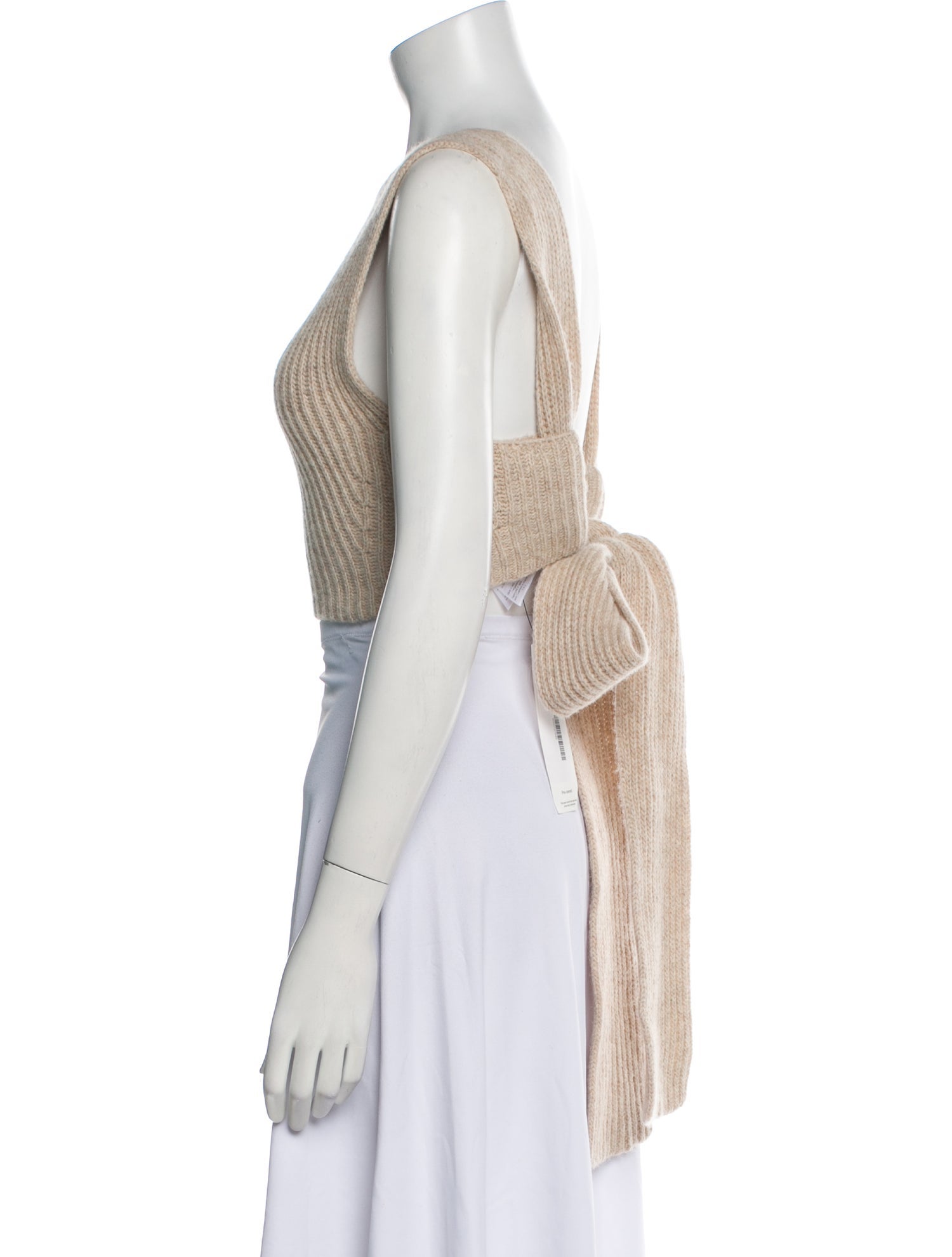 Ganni Virgin Wool Bateau Neckline Crop Top