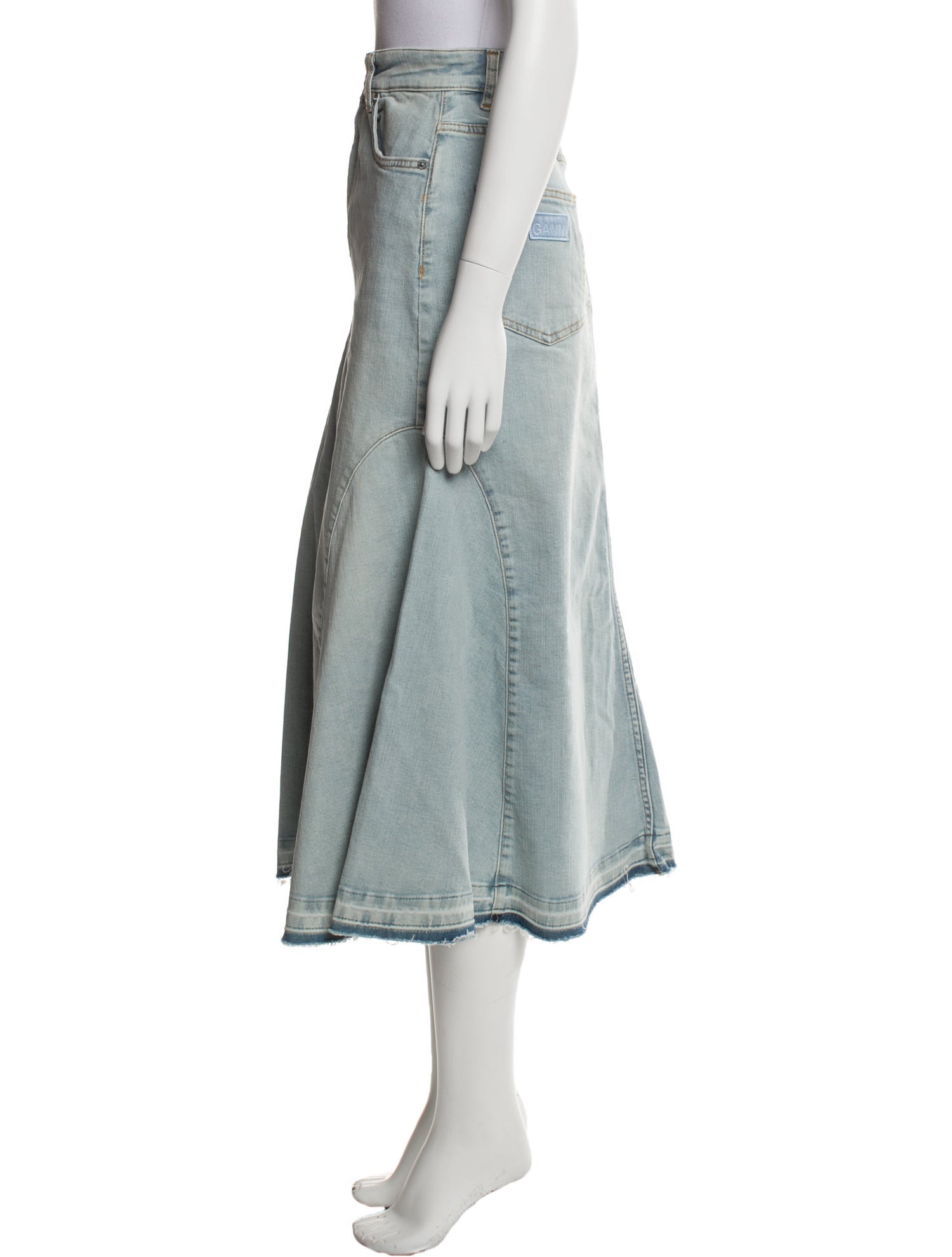 Ganni Raw-Edge Trim Midi Length Skirt