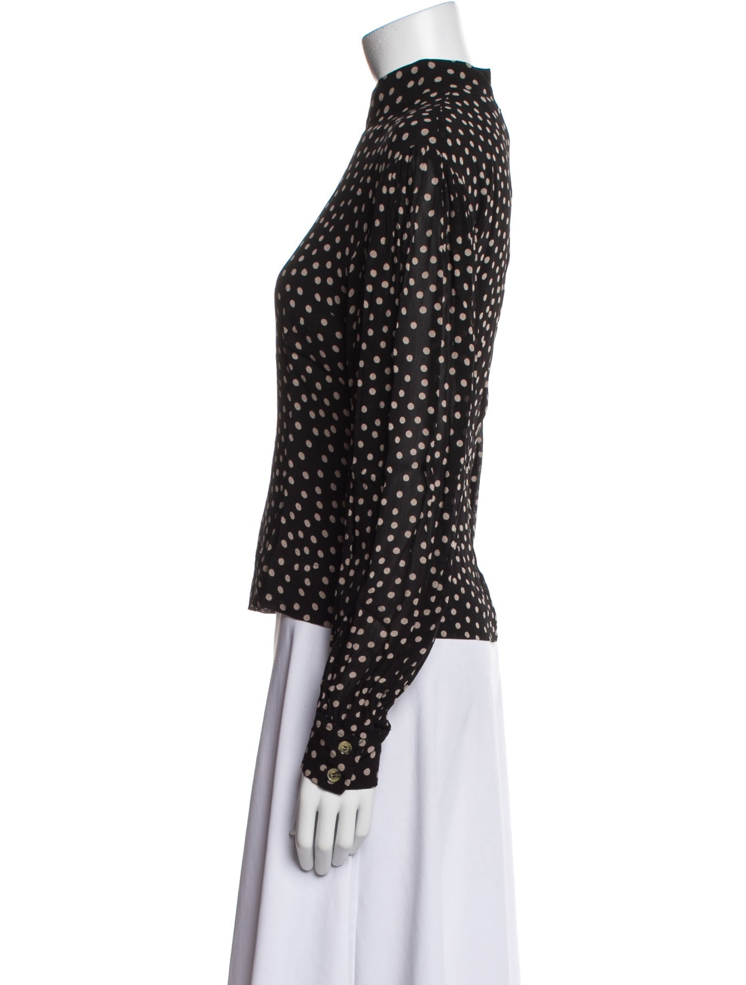Ganni Silk Polka Dot Print Blouse