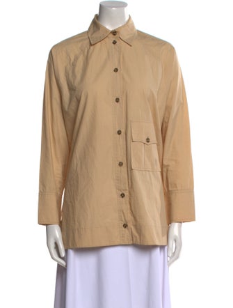 Ganni Long Sleeve Button-Up Top