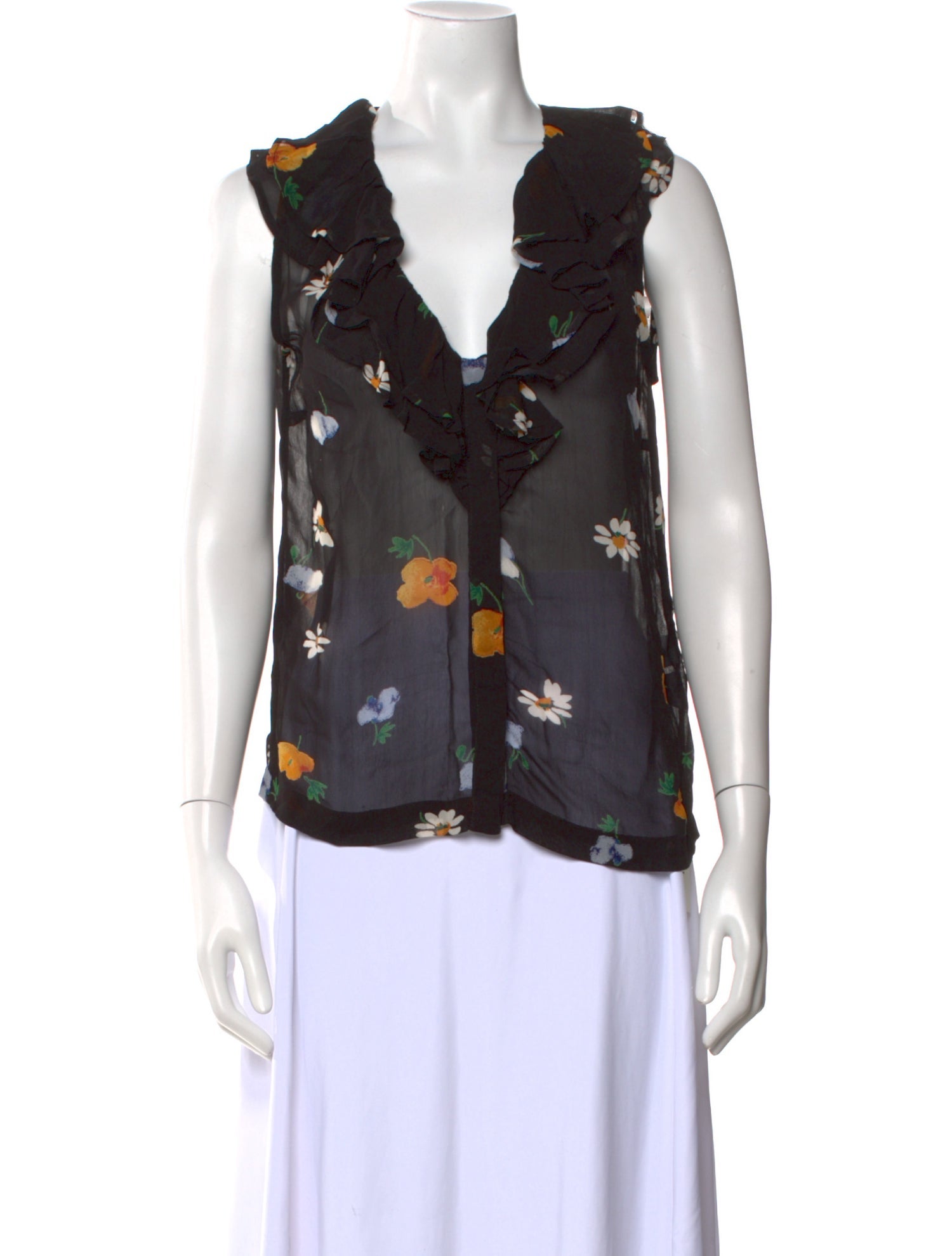 Ganni Floral Print Cowl Neck Blouse