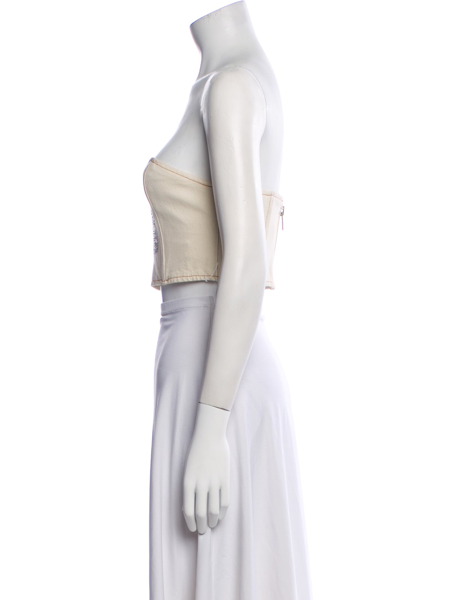 Ganni Graphic Print Strapless Crop Top w/ Tags