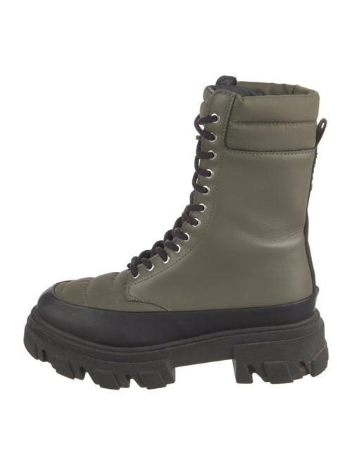 Ganni Leather Colorblock Pattern Combat Boots