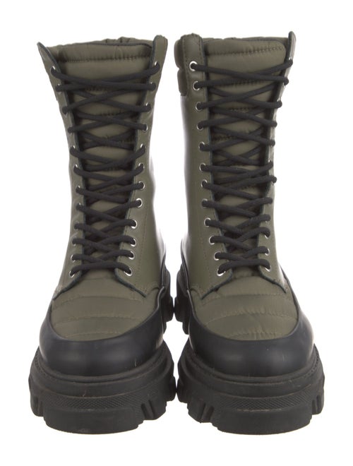 Ganni Leather Colorblock Pattern Combat Boots