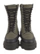 Ganni Leather Colorblock Pattern Combat Boots