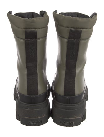 Ganni Leather Colorblock Pattern Combat Boots