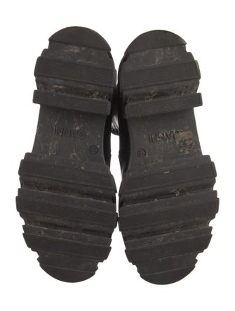 Ganni Leather Colorblock Pattern Combat Boots