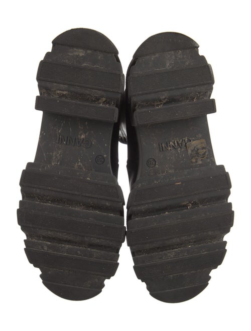 Ganni Leather Colorblock Pattern Combat Boots