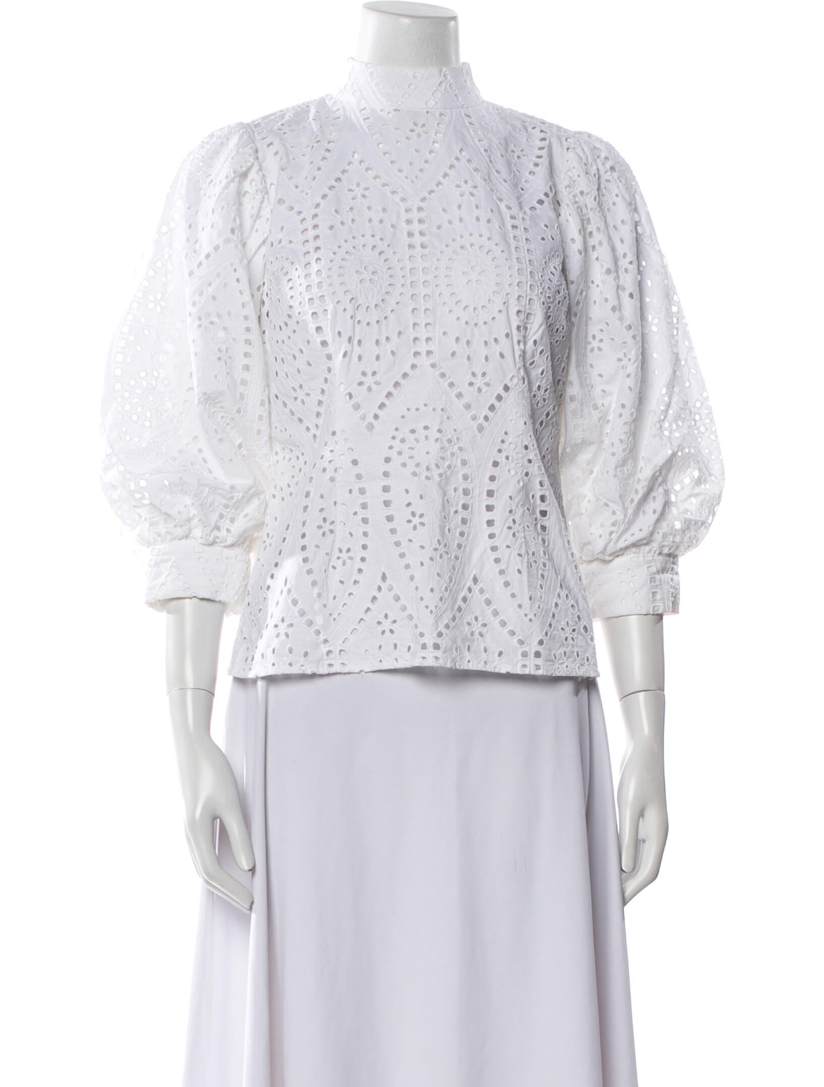 Ganni Printed Mock Neck Blouse