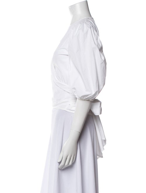 Ganni V-Neck Three-Quarter Sleeve Crop Top