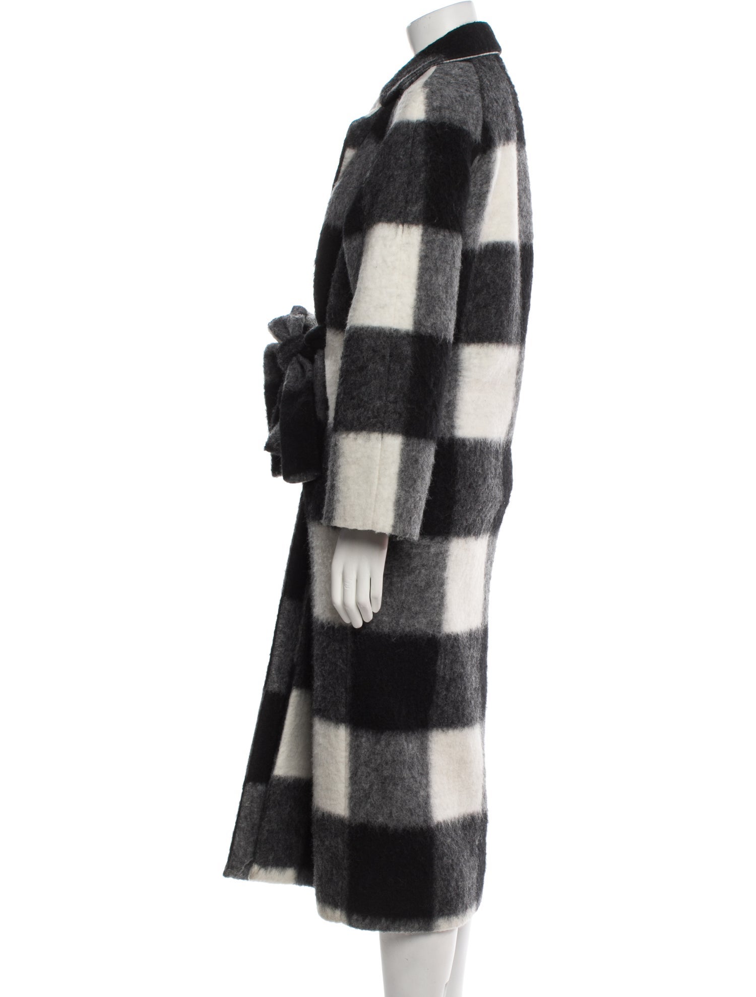 Ganni Wool Plaid Print Coat
