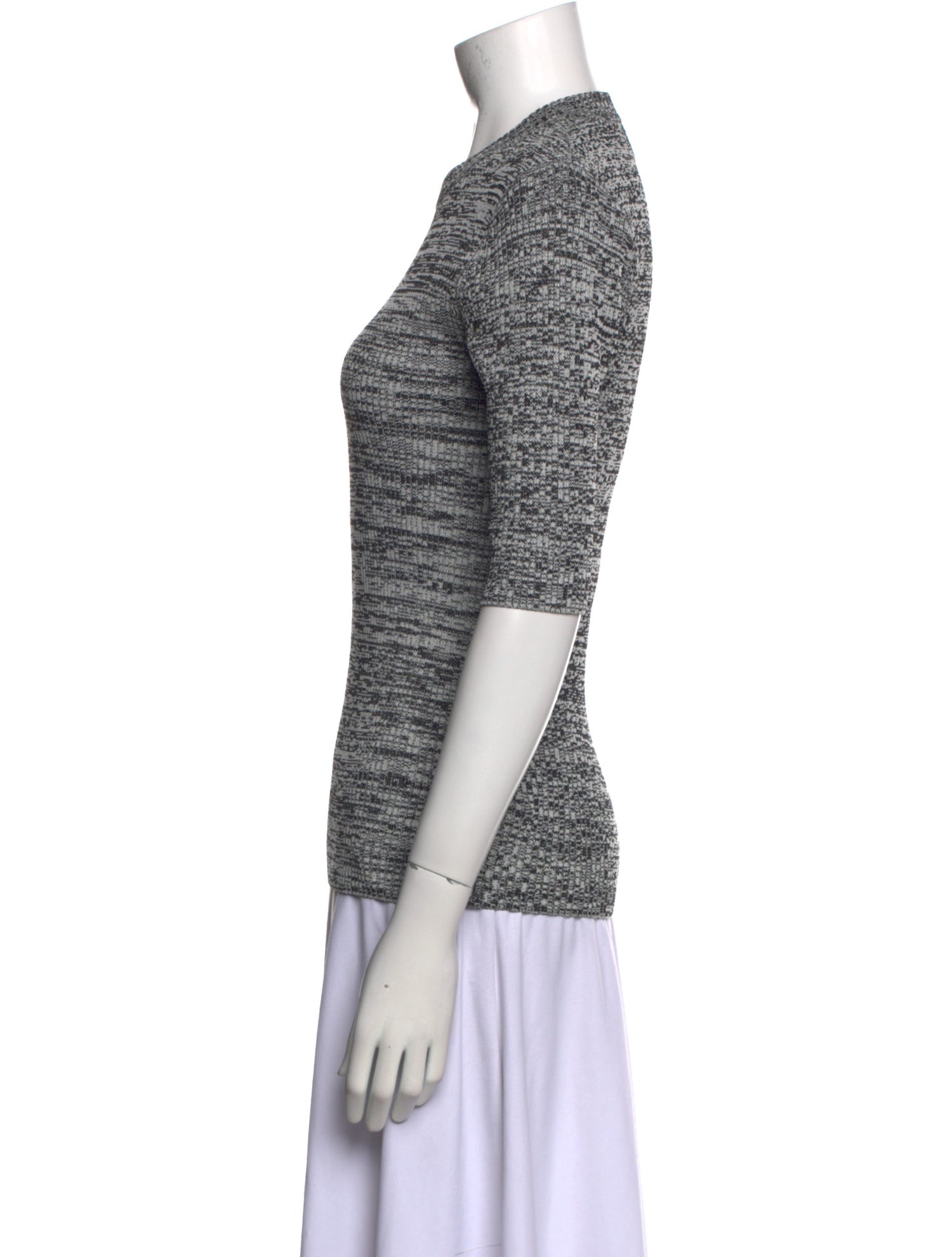 Ganni Crew Neck Three-Quarter Sleeve Top