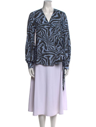 Ganni Printed V-Neck Blouse