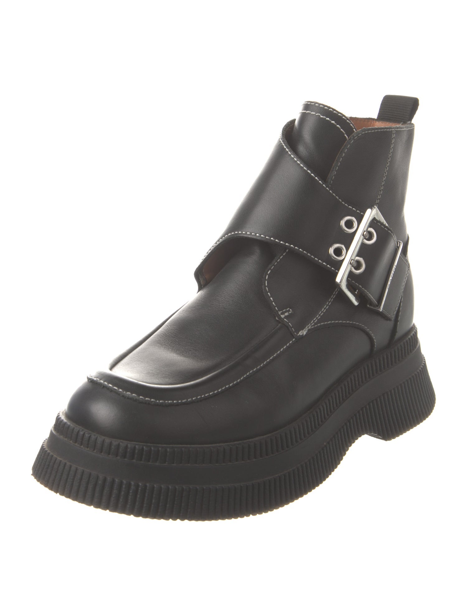 Ganni Leather Lace-Up Boots