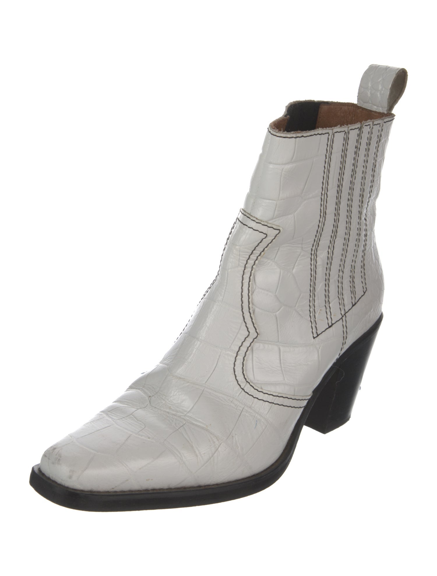 Ganni Leather Western Boots