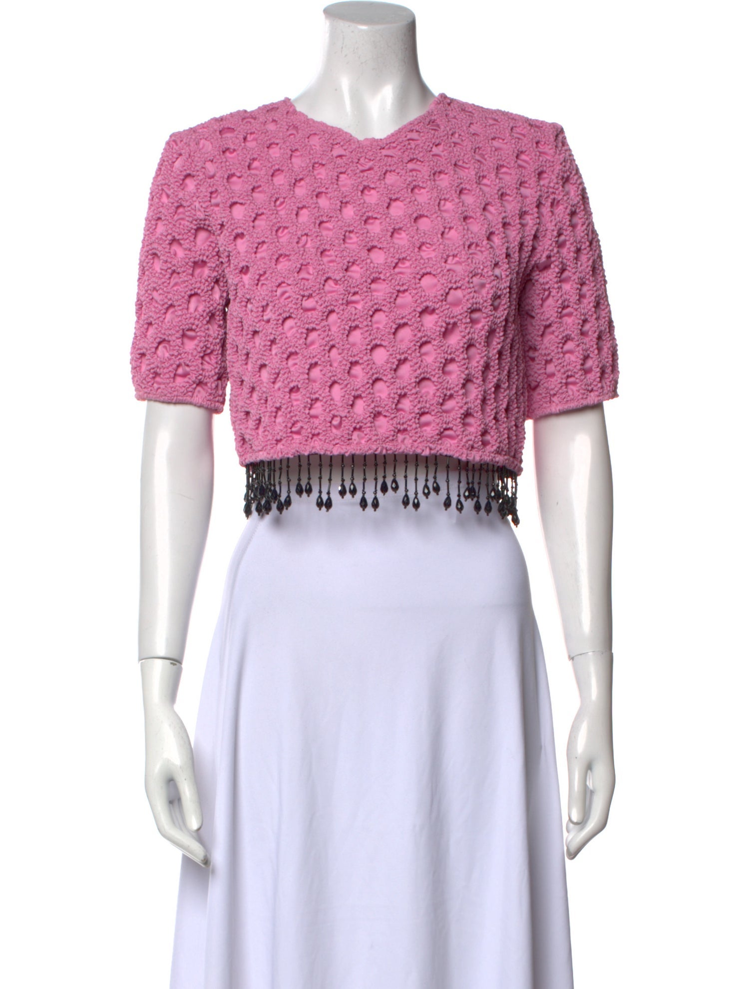 Ganni Crew Neck Short Sleeve Crop Top