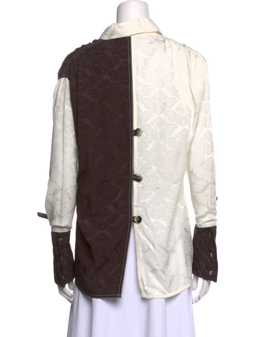 Ganni Printed Long Sleeve Button-Up Top