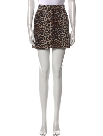 Ganni Animal Print Mini Skirt