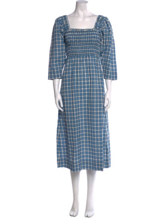 Ganni Plaid Print Long Dress