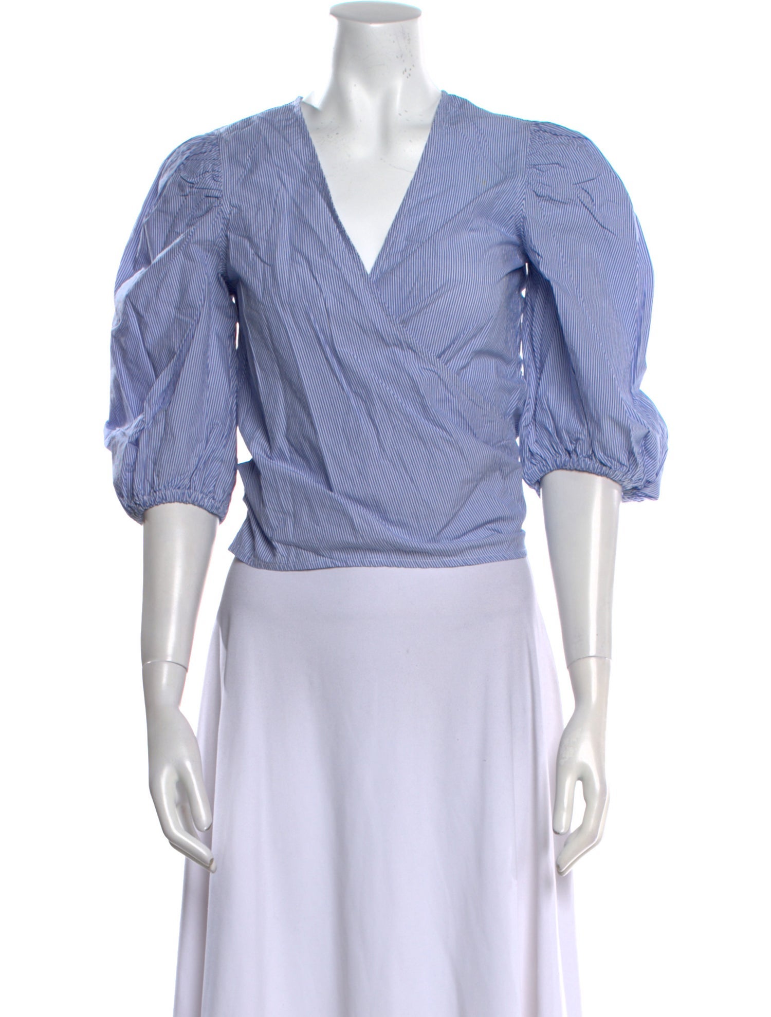 Ganni Striped V-Neck Crop Top