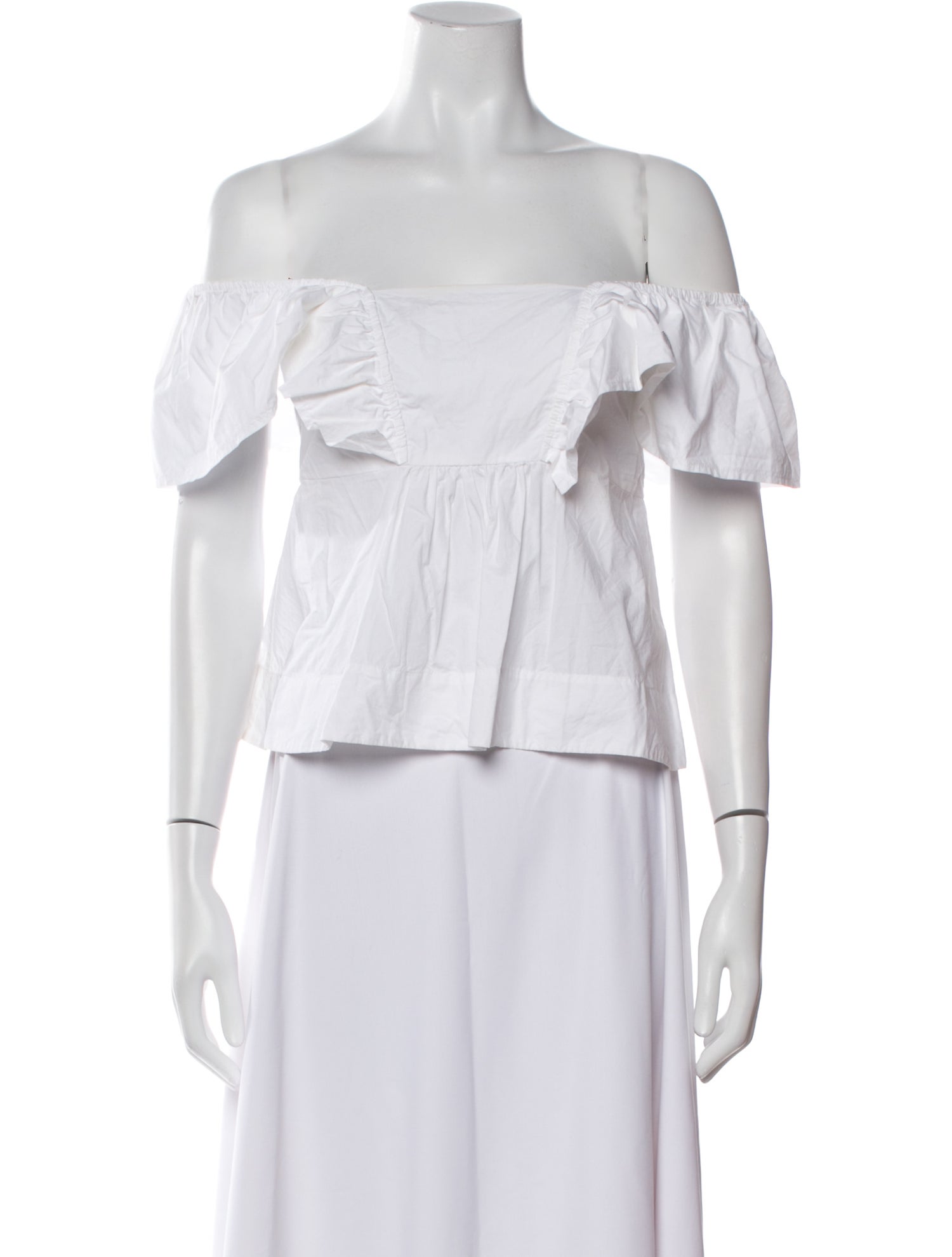 Ganni Off-The-Shoulder Short Sleeve Crop Top