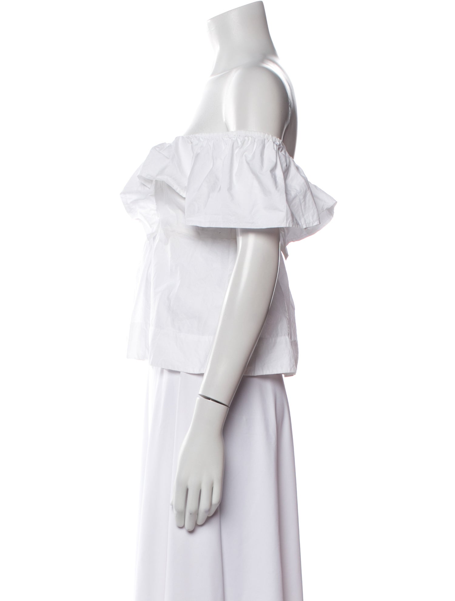 Ganni Off-The-Shoulder Short Sleeve Crop Top