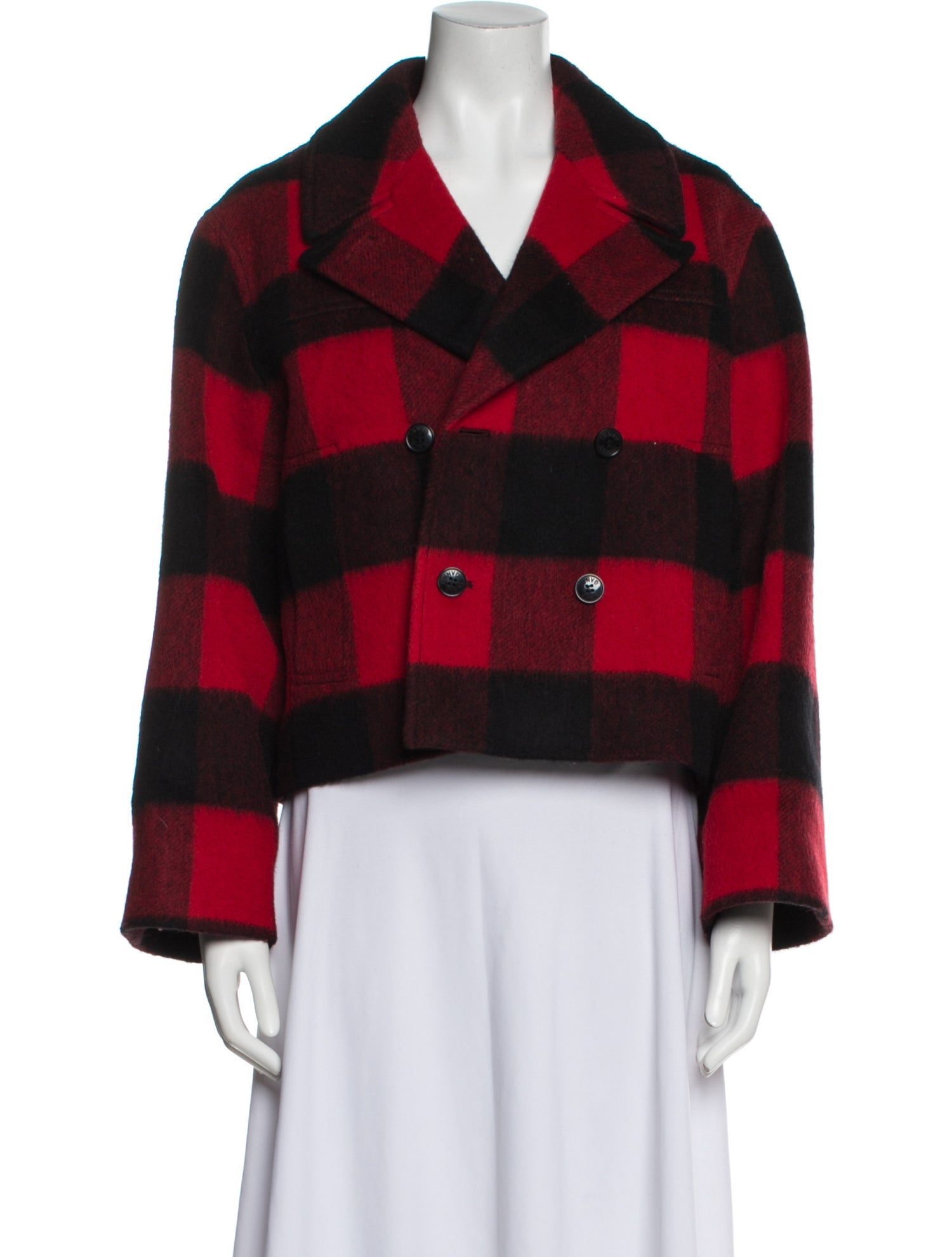 Ganni Wool Plaid Print Jacket
