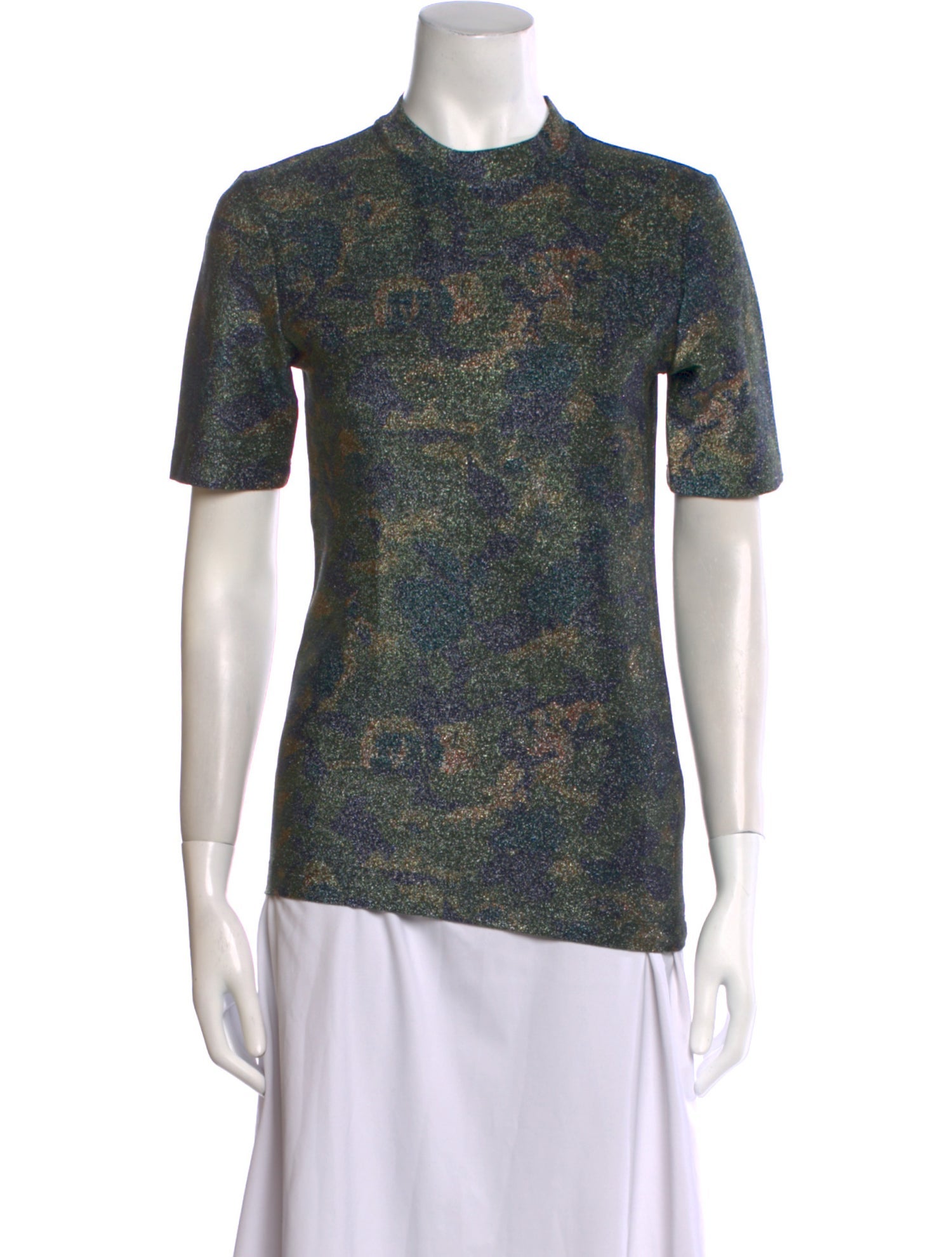 Ganni Printed Mock Neck T-Shirt