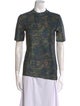 Ganni Printed Mock Neck T-Shirt