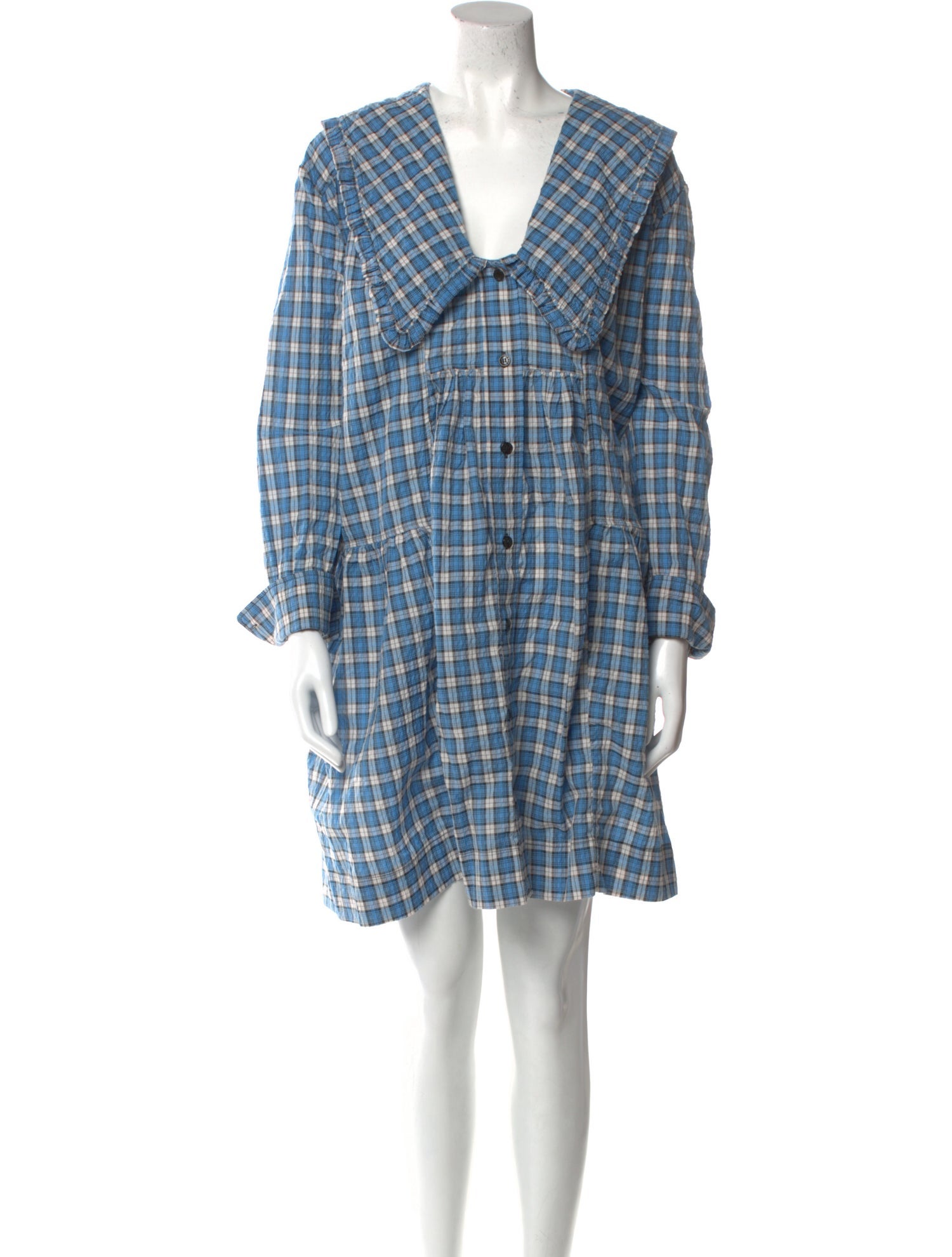 Ganni Plaid Print Mini Dress