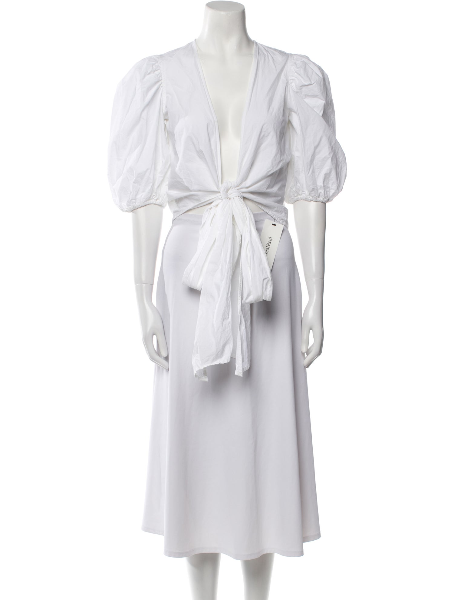 Ganni V-Neck Three-Quarter Sleeve Crop Top