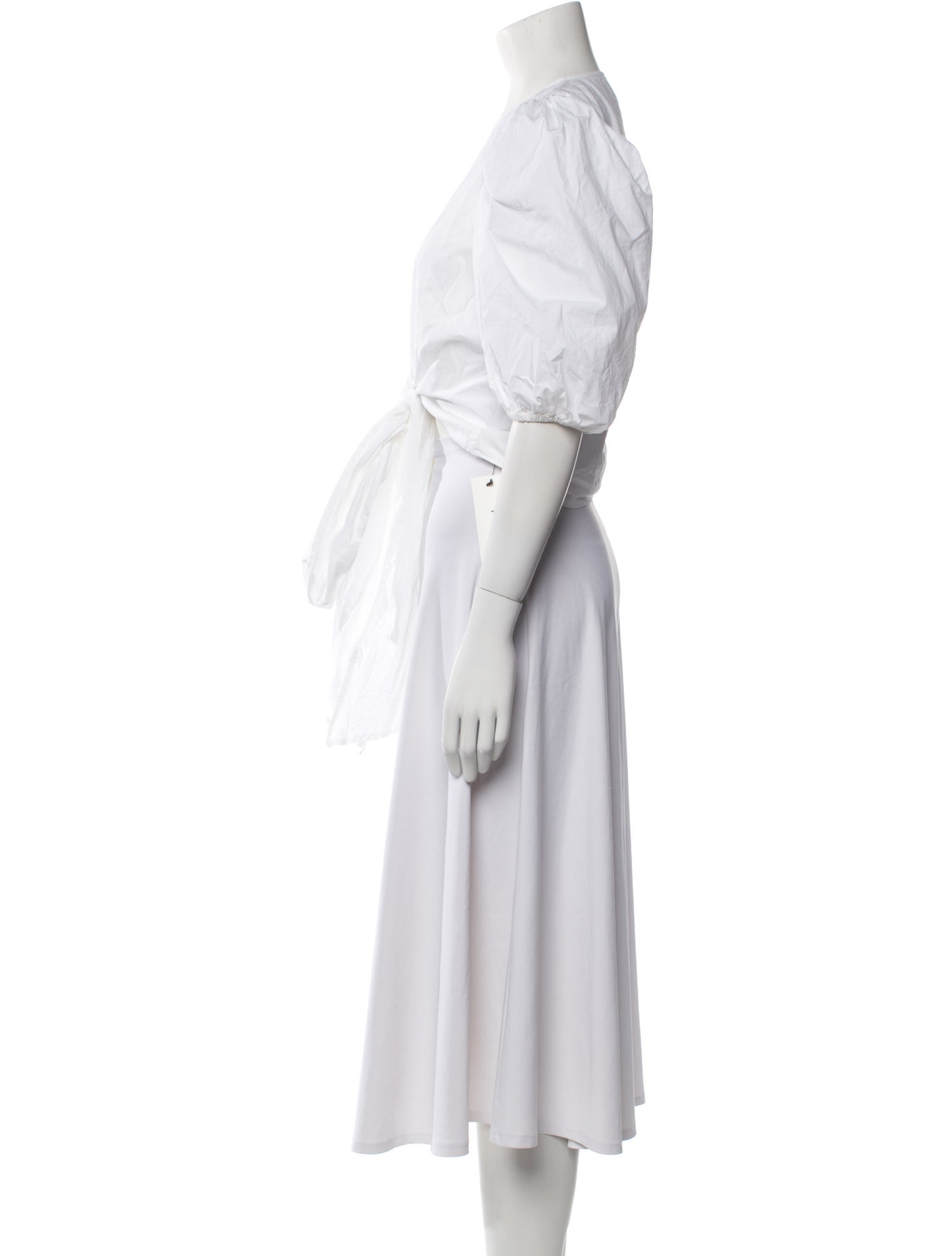 Ganni V-Neck Three-Quarter Sleeve Crop Top