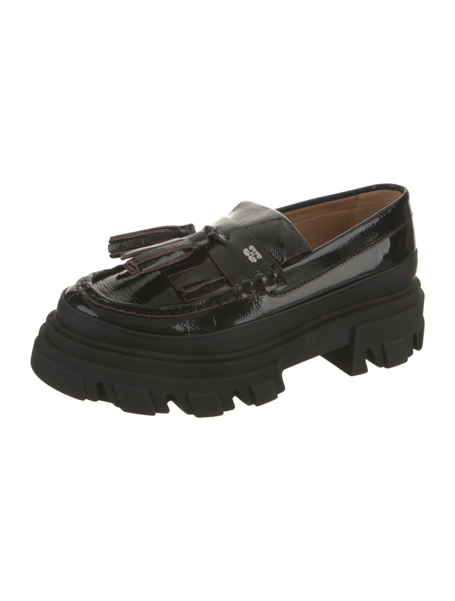 Ganni Patent Leather Tassel Accents Pumps