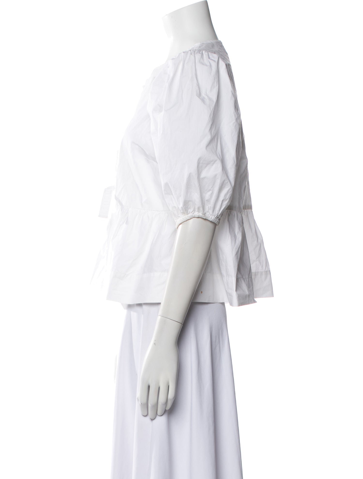 Ganni V-Neck Three-Quarter Sleeve Crop Top