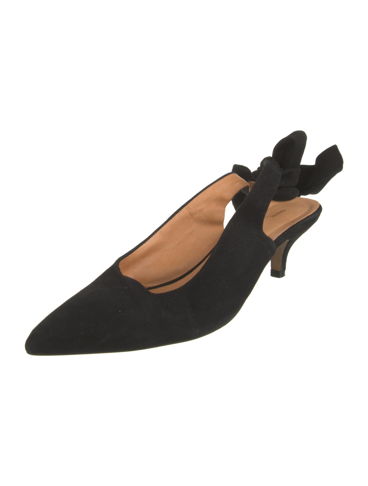 Ganni Suede Bow Accents Slingback Pumps