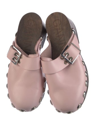 Ganni Leather Studded Accents Mules