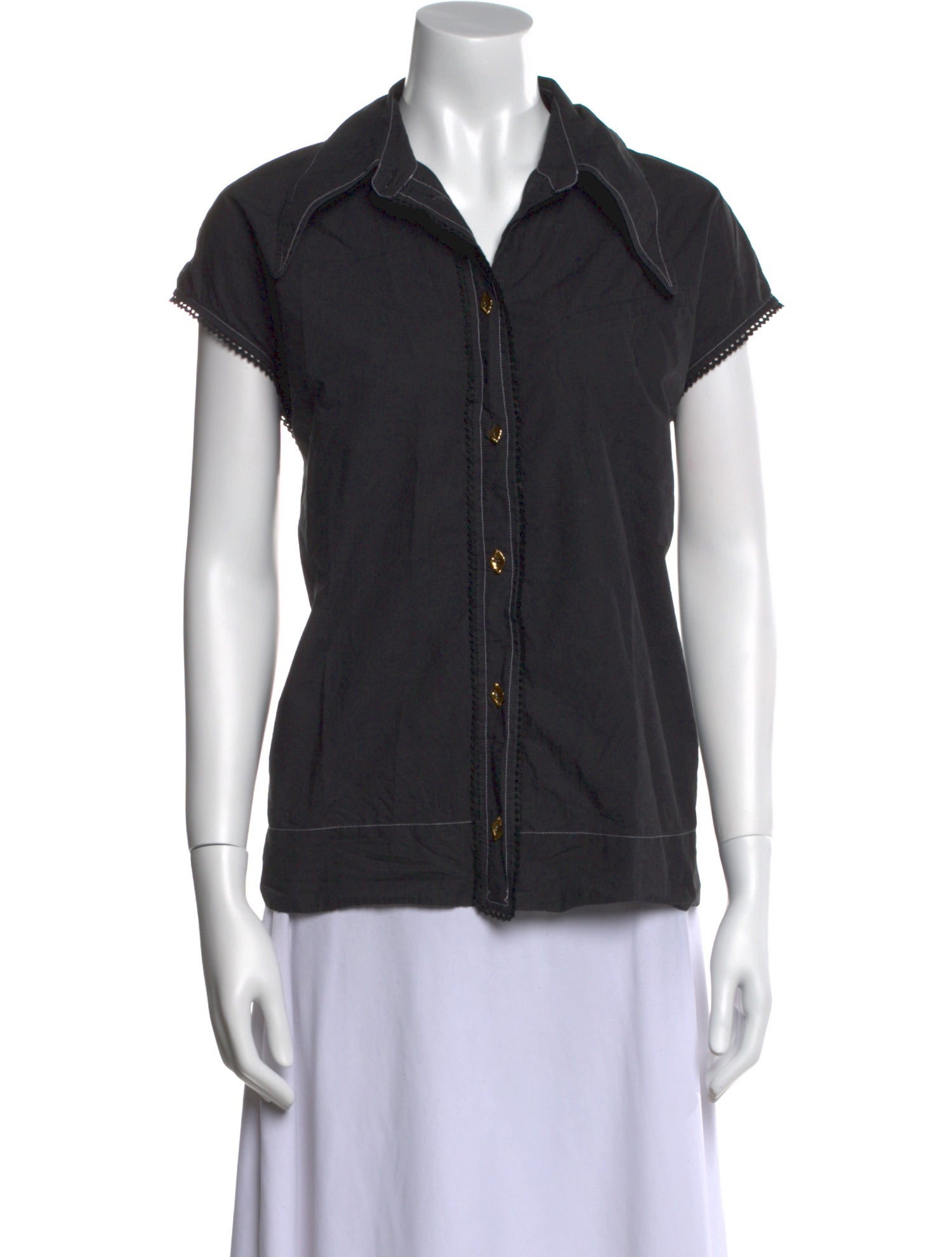 Ganni Short Sleeve Button-Up Top