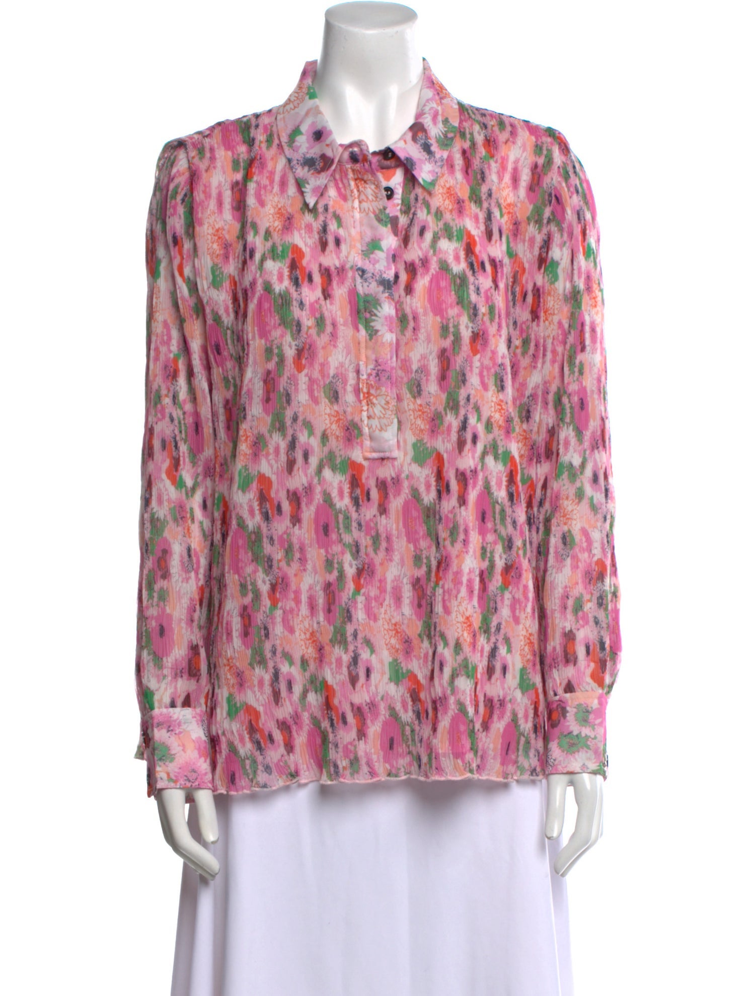 Ganni Floral Print Long Sleeve Blouse