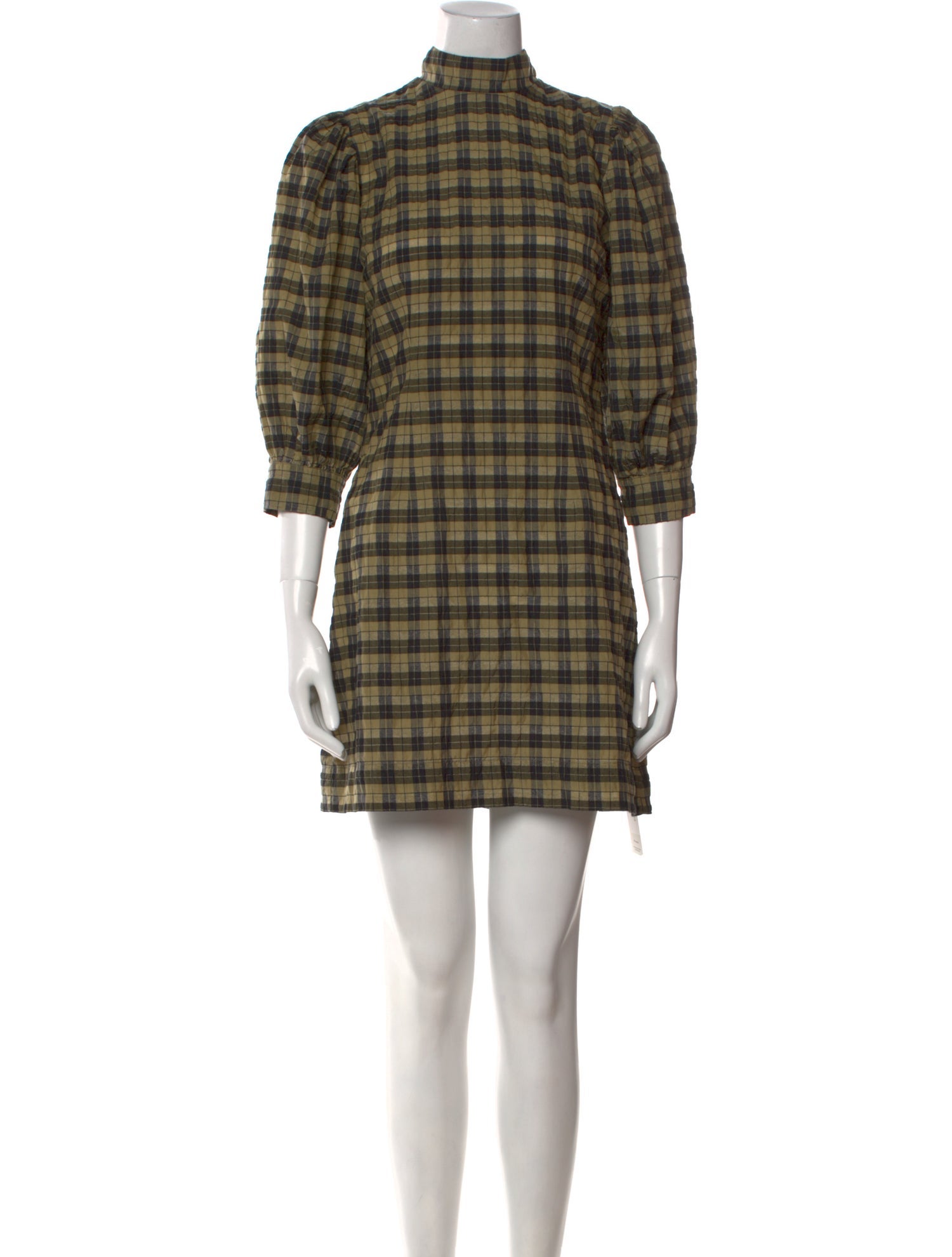 Ganni Plaid Print Mini Dress