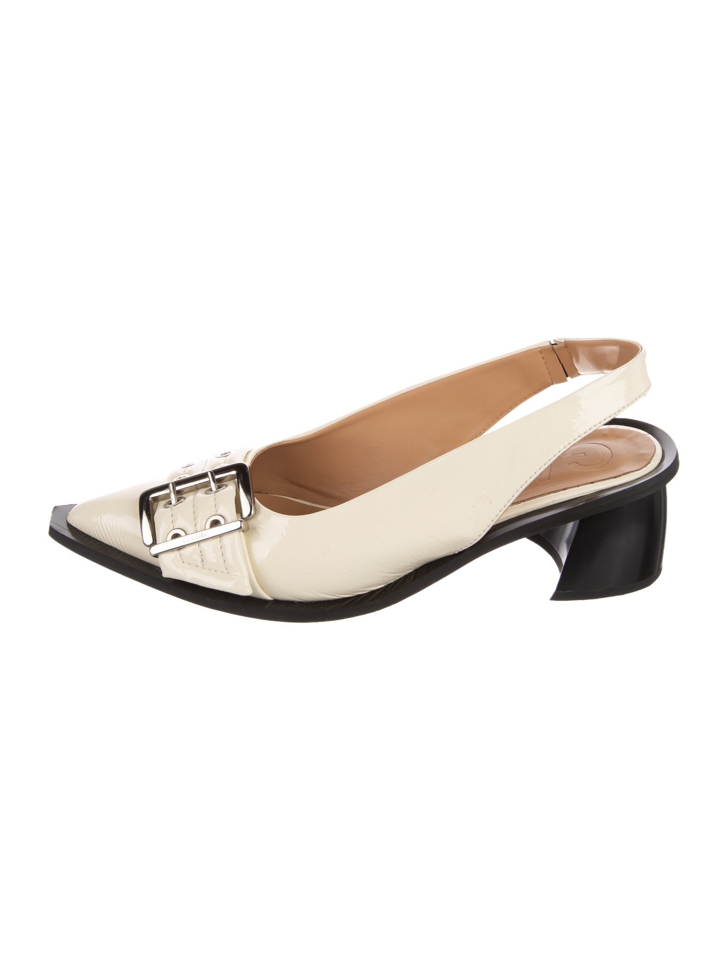 Ganni Patent Leather Slingback Pumps