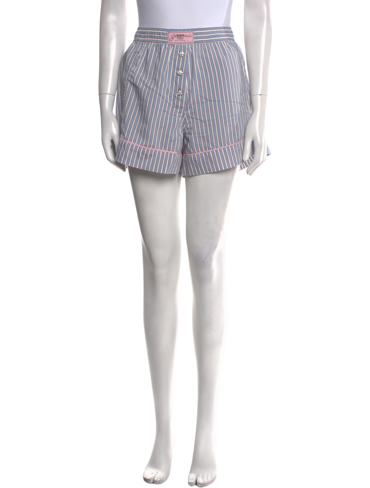 Ganni Striped Mini Shorts