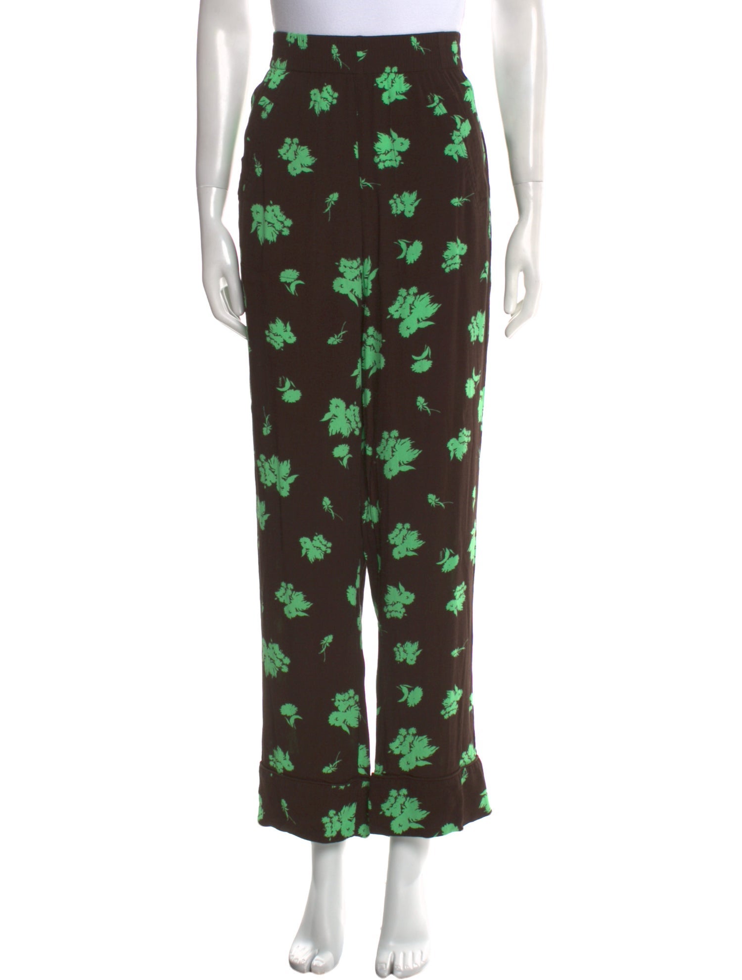 Ganni Floral Print Wide Leg Pants