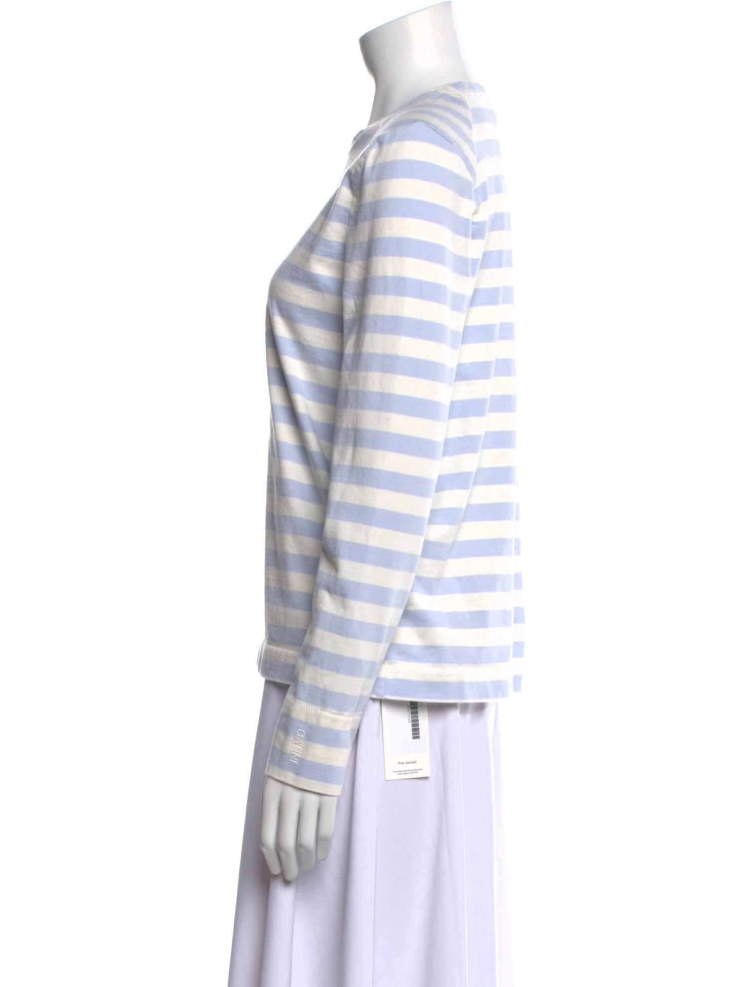 Ganni Striped Crew Neck Top