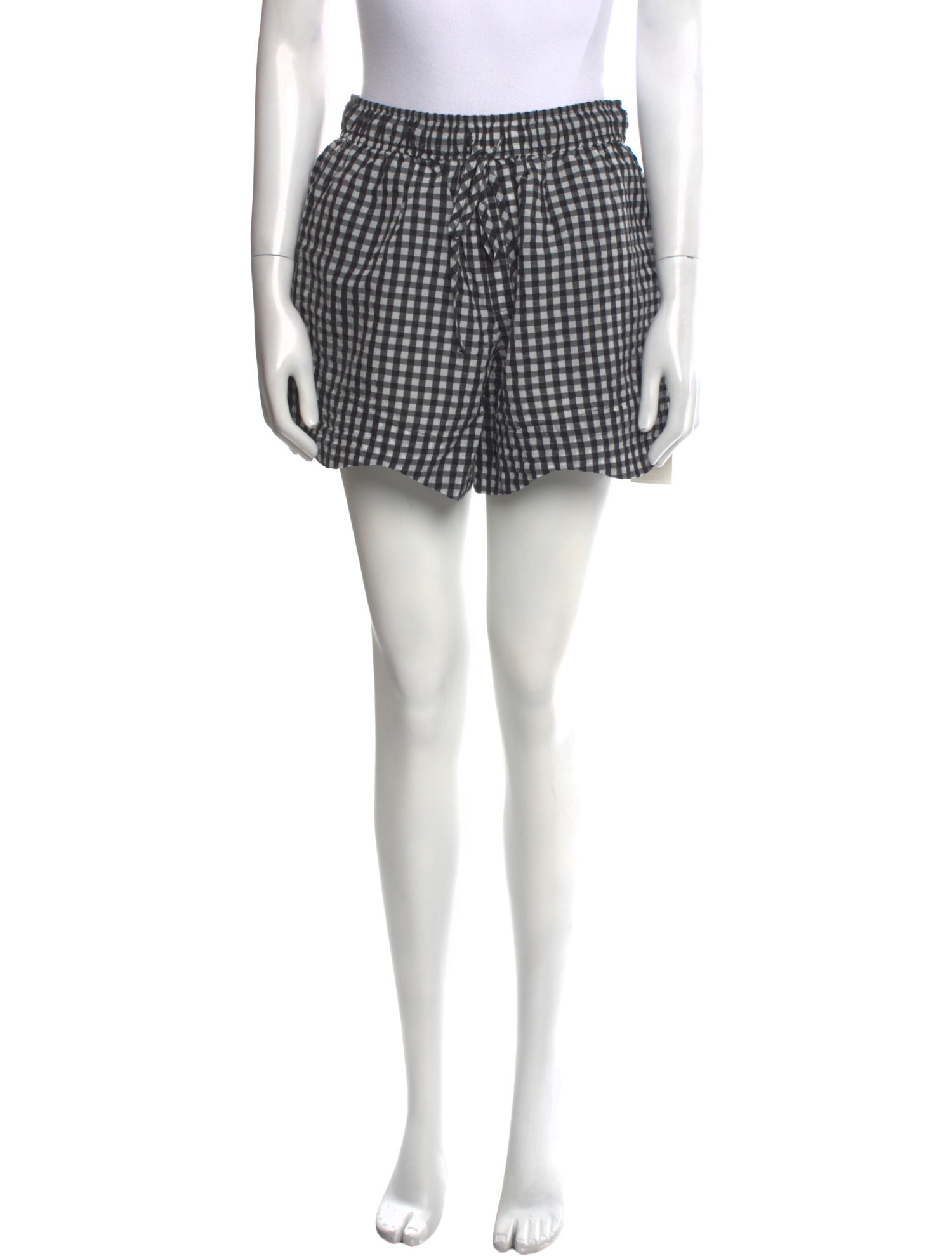 Ganni Plaid Print Mini Shorts