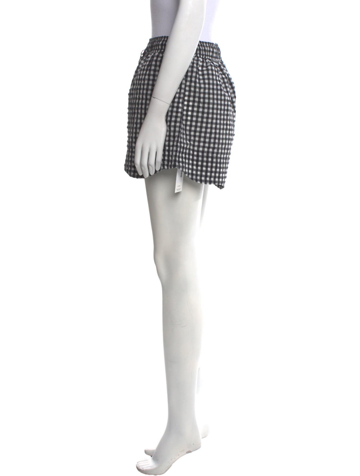 Ganni Plaid Print Mini Shorts