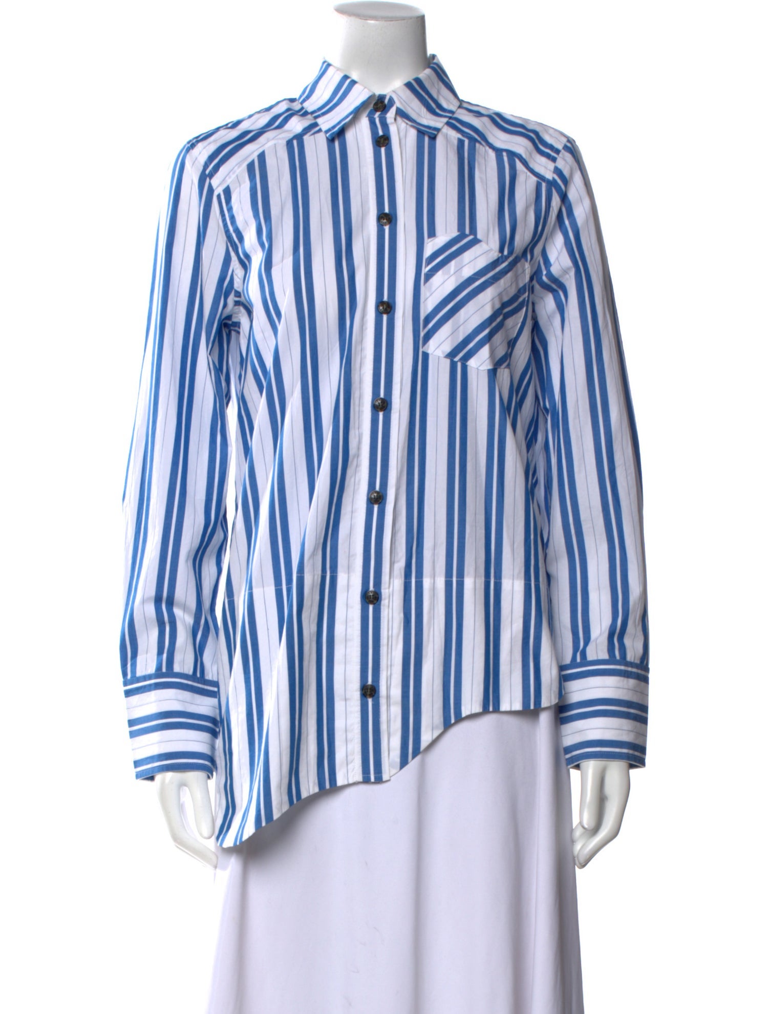 Ganni Striped Long Sleeve Button-Up Top