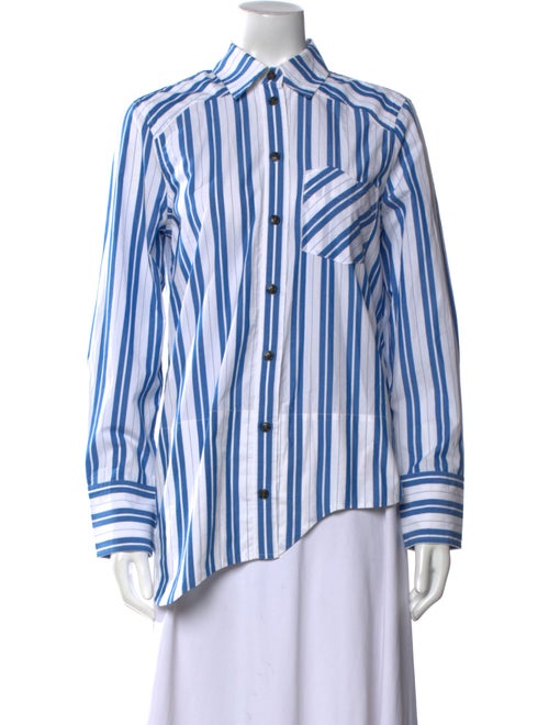 Ganni Striped Long Sleeve Button-Up Top