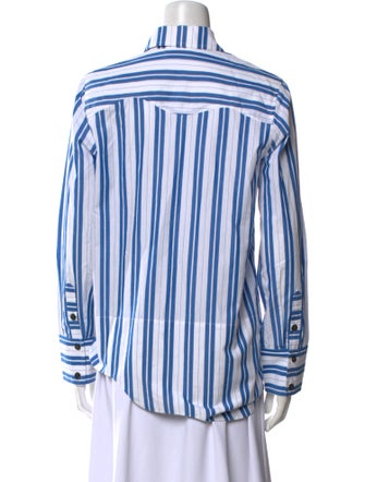 Ganni Striped Long Sleeve Button-Up Top